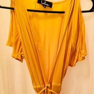 Yellow LuLus Maxi wrap dress